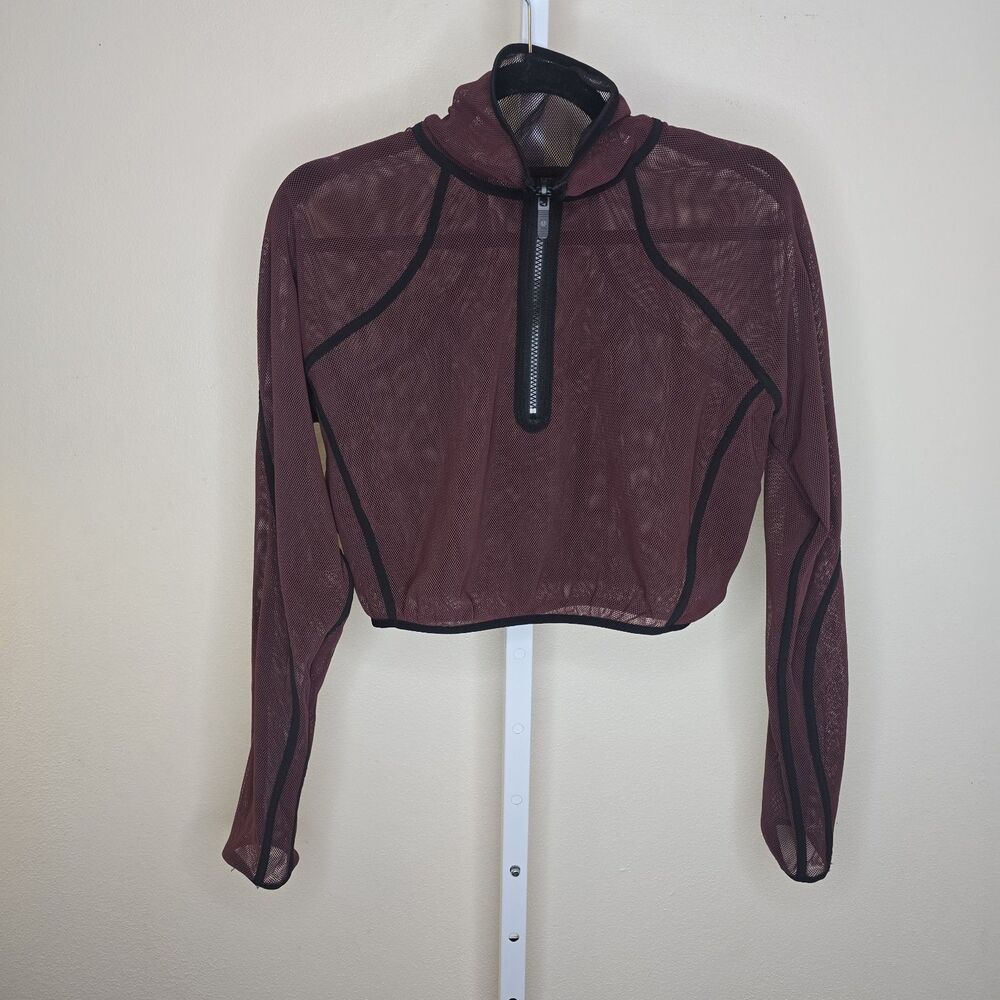 Lululemon Reversible Mesh 1/2 Zip Jacket In Black/Red Merlot Lightweight Cropped